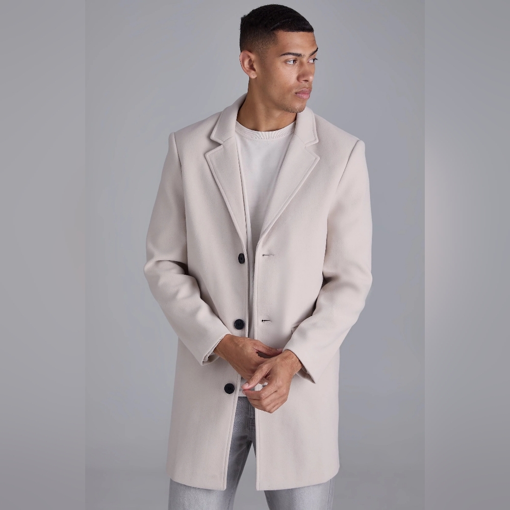 Single Breasted Wool Mix Overcoat